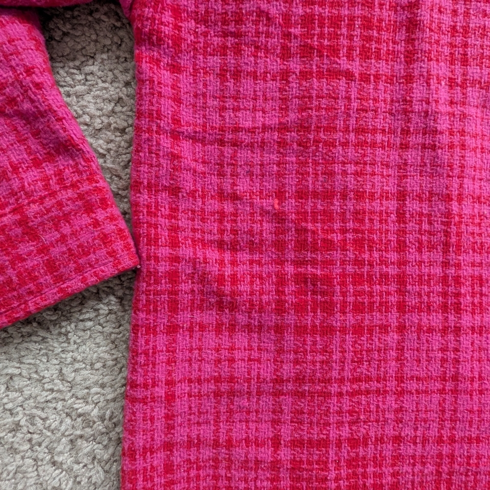 Forever 21 Vibrant Pink Plaid Oversized Faux Pearl Diamond Blazer Jacket Medium - Picture 10 of 13